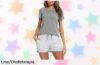 Pijama de algodón Litherday con pantalones cortos y bolsillos, ¡super chollo para dormir fresco y cómodo! No te lo pierdas, el gustazo de tu hogar te espera.