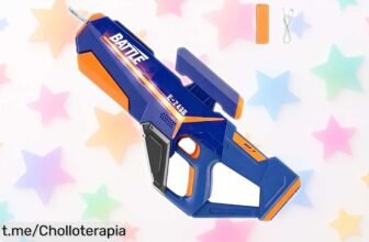 Pistola de agua eléctrica que lanza chorros a presión para diversión nonstop en playa y fiestas, ahora con precio de ganga que no te puedes perder.