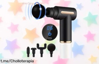 Pistola de masaje facial y muscular con pantalla LED: el ofertón que estabas esperando para aliviar tu tensión en casa o después del gym, ¡relájate ahora mismo donde quieras!