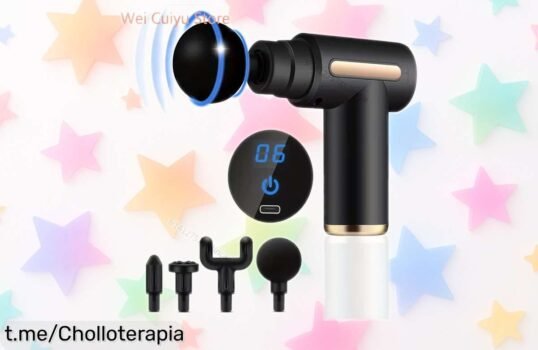 Pistola de masaje facial y muscular con pantalla LED: el ofertón que estabas esperando para aliviar tu tensión en casa o después del gym, ¡relájate ahora mismo donde quieras!