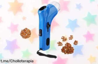 Pistola lanzadora de comida Lyreh para gatos y perros, ¡super chollo que convierte cada snack en una fiesta! No te quedes sin el tuyo, deja que jueguen mientras premias su atención.