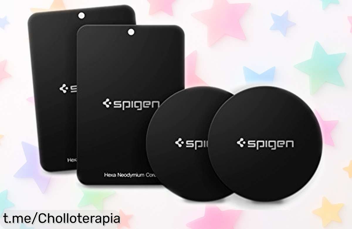 Placas metálicas Spigen en pack de 4 para que tu móvil siempre esté fijo y seguro, ¡no te pierdas este ofertón que volará!