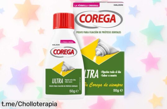Polvo Corega Ultra para prótesis dentales que fija todo el día y te deja hablar y comer sin preocupaciones a un precio loco que no puedes dejar escapar.