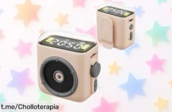 Potente altavoz portátil con clip que engancha donde quieras, sonido claro y batería duradera, un chollo inesperado para animar tus momentos más divertidos sin complicaciones.