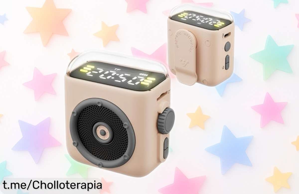 Potente altavoz portátil con clip que engancha donde quieras, sonido claro y batería duradera, un chollo inesperado para animar tus momentos más divertidos sin complicaciones.