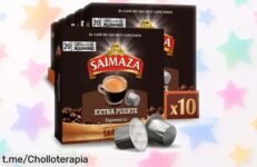 Potente café Espresso Saimaza Extra Fuerte en cápsulas: ¡chollazo de 200 unidades para tus mañanas! Despierta todos los días con energía y sabor, no te lo pierdas.