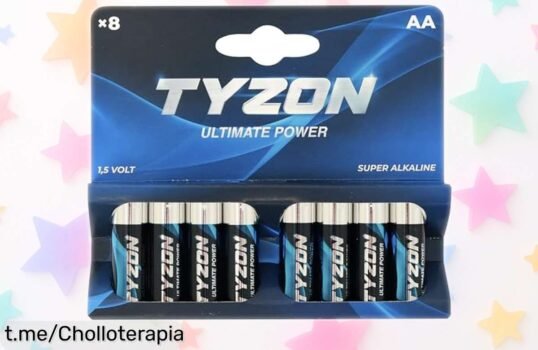 Potente pack de 8 pilas AA alcalinas TYZON a un precio increíble, no te quedes sin energía y aprovecha esta oferta que no se repetirá.
