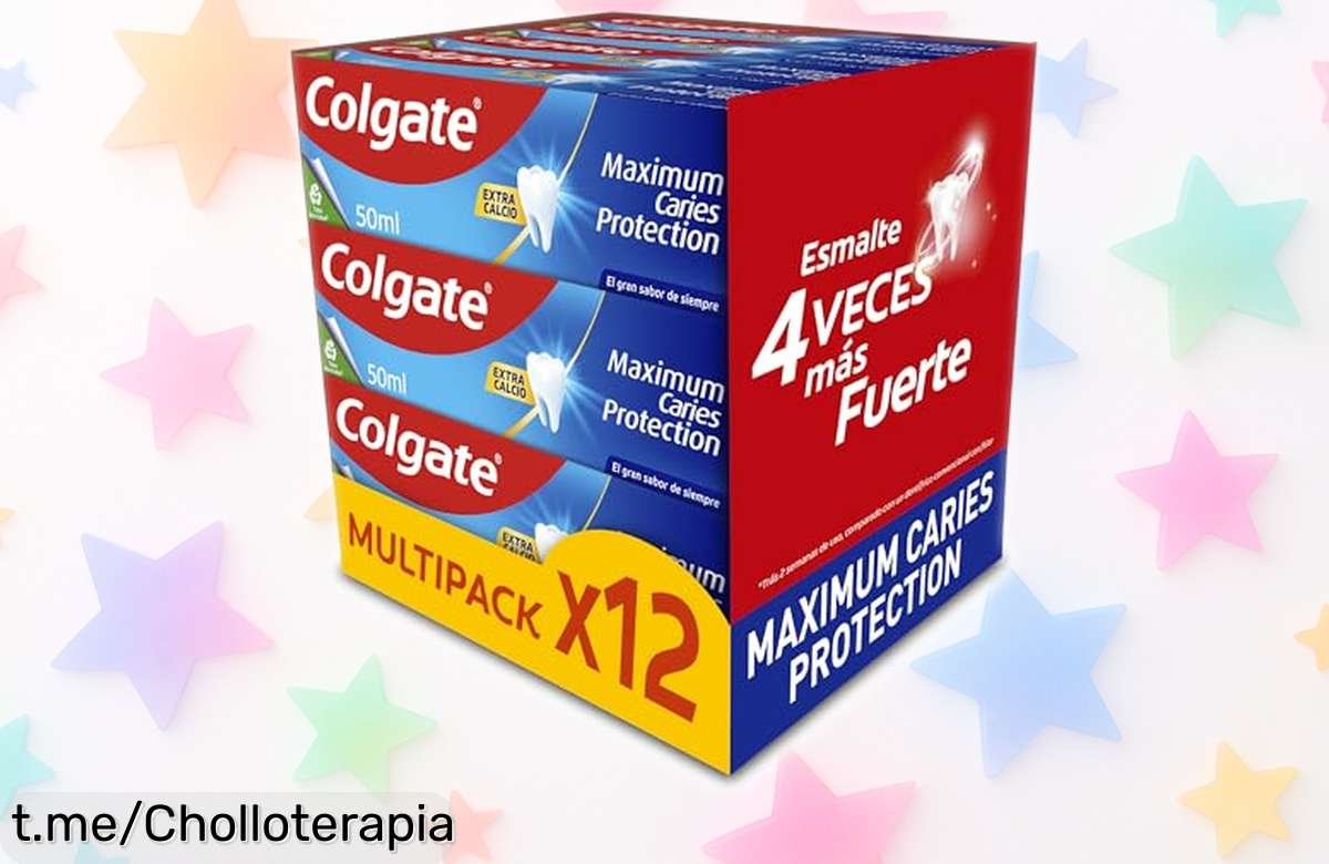 Potente pasta de dientes Colgate con flúor y arginina, ¡pack 12 tubos a precio rebajado! Cuida tu sonrisa como nunca antes en solo 2 semanas. ¡No dejes pasar esta oportunidad!