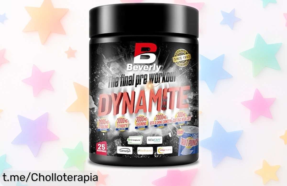 Potente pre entreno Beverly Dynamite con beta alanina y creatina a precio rebajado, ¡prepárate para darlo todo en el gym! No dejes pasar este chollazo único que activa tu energía.