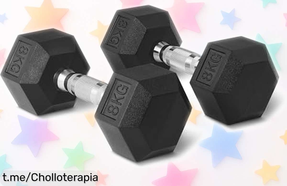 Potente set de mancuernas hexagonales Amazon Basics de 8 kg a precio rebajado, entrena en casa y ponte fuerte sin complicaciones, ¡no te lo pierdas!