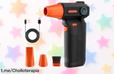 Potente soplador de aire inalámbrico con luz LED y 3 velocidades, limpiará en minutos tu PC, teclado o coche. Este ofertón es el chollo que necesitas para brillar sin cables.