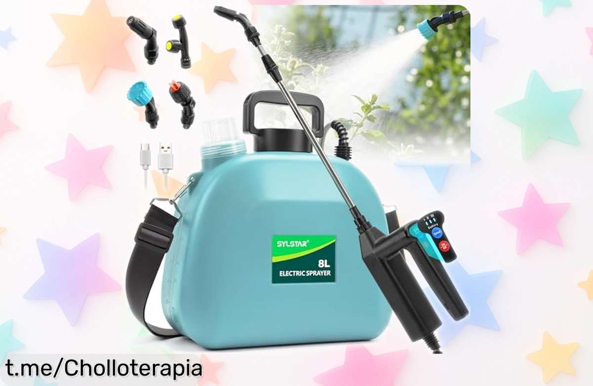 Pulverizador eléctrico Sylstar de 8L con mochila a precio loco, ¡cuida tus plantas como nunca antes y disfruta del riego perfecto! No dejes pasar este chollo único.