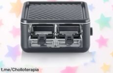 Raclette grill SEVERIN con 4 sartenes antiadherentes y luz LED; cena deliciosa al alcance de todos, ¡aprovéchate ya de este precio increíble!