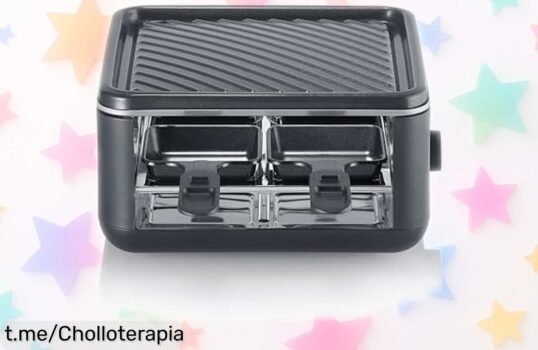 Raclette grill SEVERIN con 4 sartenes antiadherentes y luz LED; cena deliciosa al alcance de todos, ¡aprovéchate ya de este precio increíble!