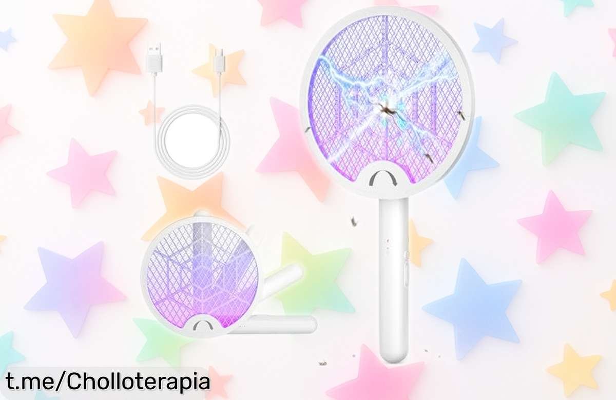Raqueta eléctrica YISSVIC 2 en 1 que fulmina mosquitos al instante; este chollo con luz UV y batería recargable te devuelve la calma, ¡aprovéchalo antes de que se acabe!