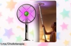 Raqueta mata mosquitos eléctrica con mango telescópico y luz doble, un super chollo que transforma tu hogar en un lugar libre de bichos sin esfuerzo. ¡Consíguela ya antes de que se agote!