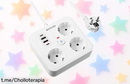 Regleta BOCHLION con 3 enchufes y 4 USB, espacio para todo y protección máxima: ¡no dejes pasar este ofertón que puede ser solo hoy!
