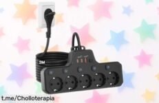 Regleta de enchufe plano con 5 tomas y USB C: ¡aprovecha este precio loco para conectar todo a la vez y permite que tus dispositivos se carguen sin problemas!