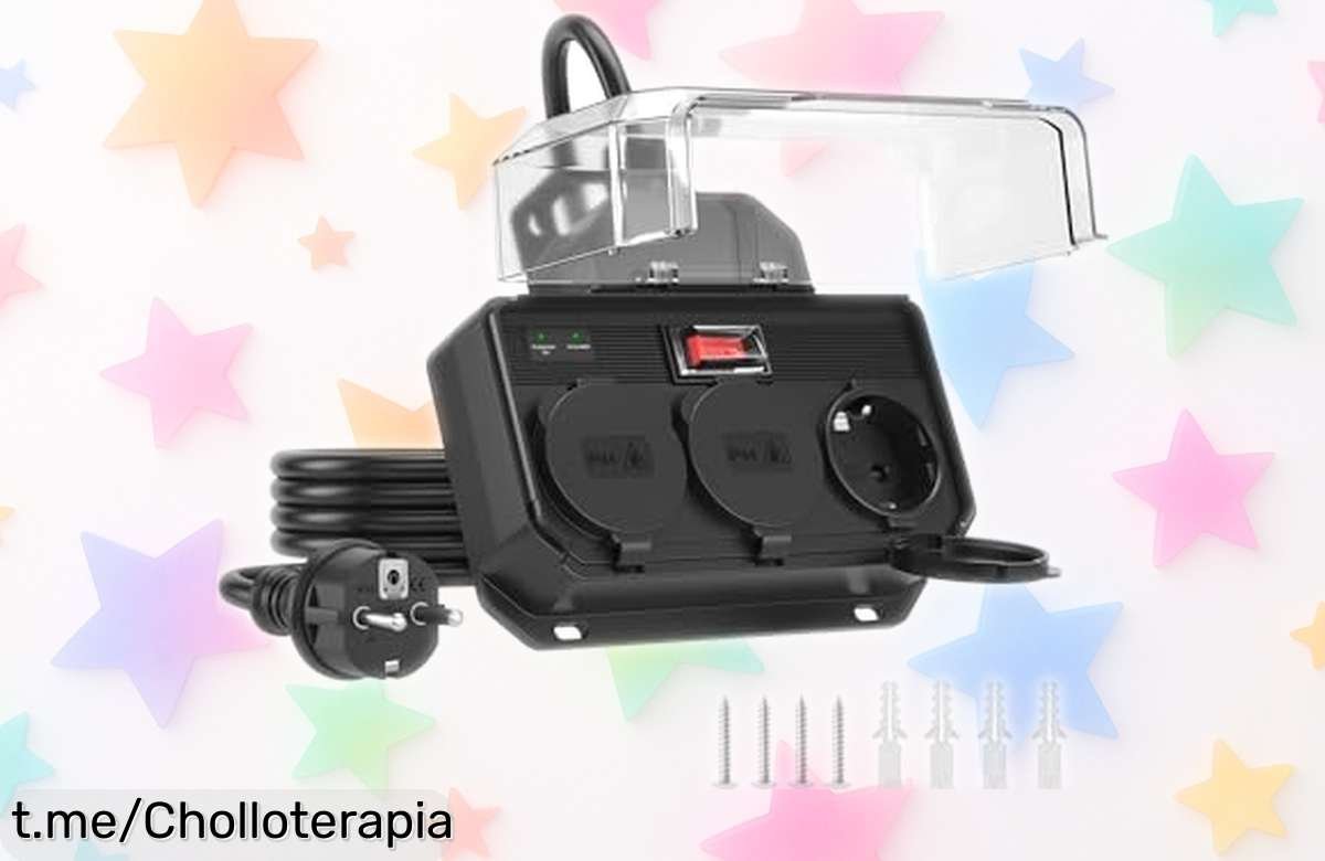 Regleta exterior con 3 enchufes y tapa impermeable, ¡protege tus aparatos a un precio irreal! No dejes pasar este ofertón para disfrutar sin preocupaciones.