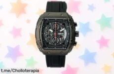 Reloj cuadrado multifunción TIME100 a precio tirado: cronógrafo, calendario y brilla en la oscuridad. ¡No dejes pasar este ofertón que te hará lucir genial!