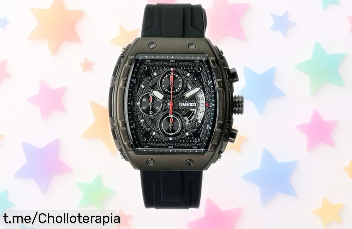 Reloj cuadrado multifunción TIME100 a precio tirado: cronógrafo, calendario y brilla en la oscuridad. ¡No dejes pasar este ofertón que te hará lucir genial!