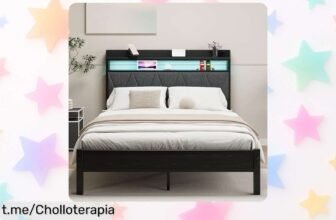 Revoluciona tu dormitorio con la cama de 120 x 200 HAHRIR: un ofertón con luces LED, puertos USB y estantes para que cada noche sea especial. ¡No te quedes sin ella!