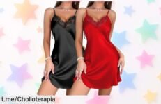 Set de 2 camisones sexys de satén, ¡ofertón imperdible! Realza tus curvas con escote en V y tirantes ajustables para que brilles en noches inolvidables.