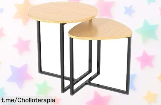 Set de 2 mesitas auxiliares Vinthera Moa, diseño moderno y acero-madera a un precio rebajado que no podrás dejar escapar; transforma cualquier rincón en tu hogar con estilo.