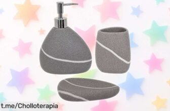 Set de 3 accesorios para baño MSV, ¡ofertón que moderniza tu espacio! No te quedes sin este chollo y convierte tu baño en un lugar único.