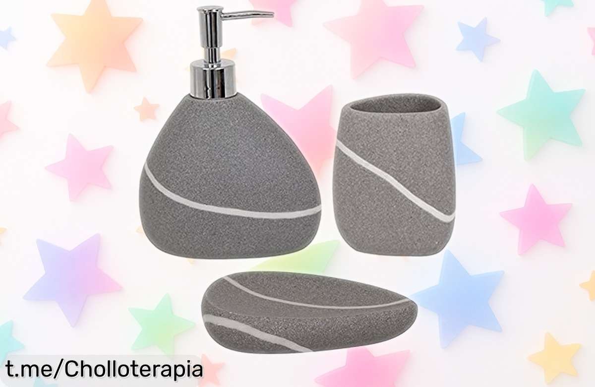Set de 3 accesorios para baño MSV, ¡ofertón que moderniza tu espacio! No te quedes sin este chollo y convierte tu baño en un lugar único.