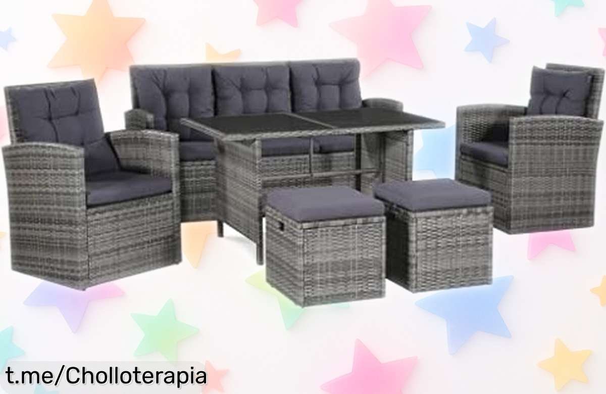 Set de muebles de jardín vidaXL con sofá y sillones, ideal para tus días al aire libre: ¡aprovecha este ofertón tirado de precio antes que se acabe!