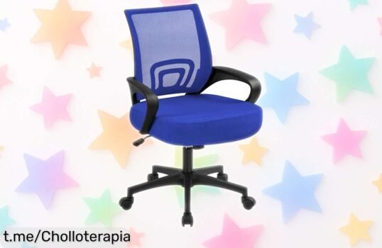 Silla de escritorio Yaheetech con respaldo transpirable y ajuste lumbar, ¡descuento brutal para que trabajes cómodo en casa o la oficina! No dejes pasar esta oportunidad única.
