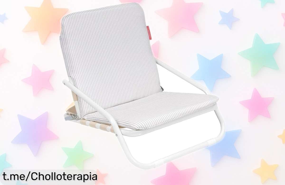 Silla de playa Flamingueo ultra portátil con respaldo plegable y asa tipo bolso, ¡ahora a un precio rebajado que no podrás dejar escapar! Disfruta del verano sin complicaciones.