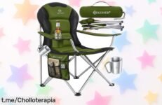 Silla plegable acolchada KESSER, el ofertón que necesitas para tus salidas al aire libre; perfecta para playa o camping ¡Aprovecha su precio loco y disfruta al máximo!