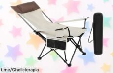 Silla plegable de camping WOLTU con portavasos, reposacabezas y bolso: ¡llegó el ofertón que transformarás tus días al aire libre! No te quedes sin la tuya.