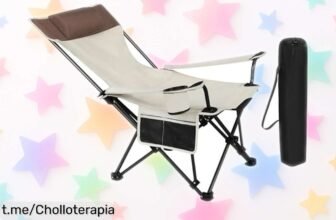 Silla plegable de camping WOLTU con portavasos, reposacabezas y bolso: ¡llegó el ofertón que transformarás tus días al aire libre! No te quedes sin la tuya.