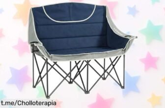Sofá de camping doble LARMNEE con portavasos y bolsa: ¡Oferta irresistible para disfrutar al aire libre en pareja!