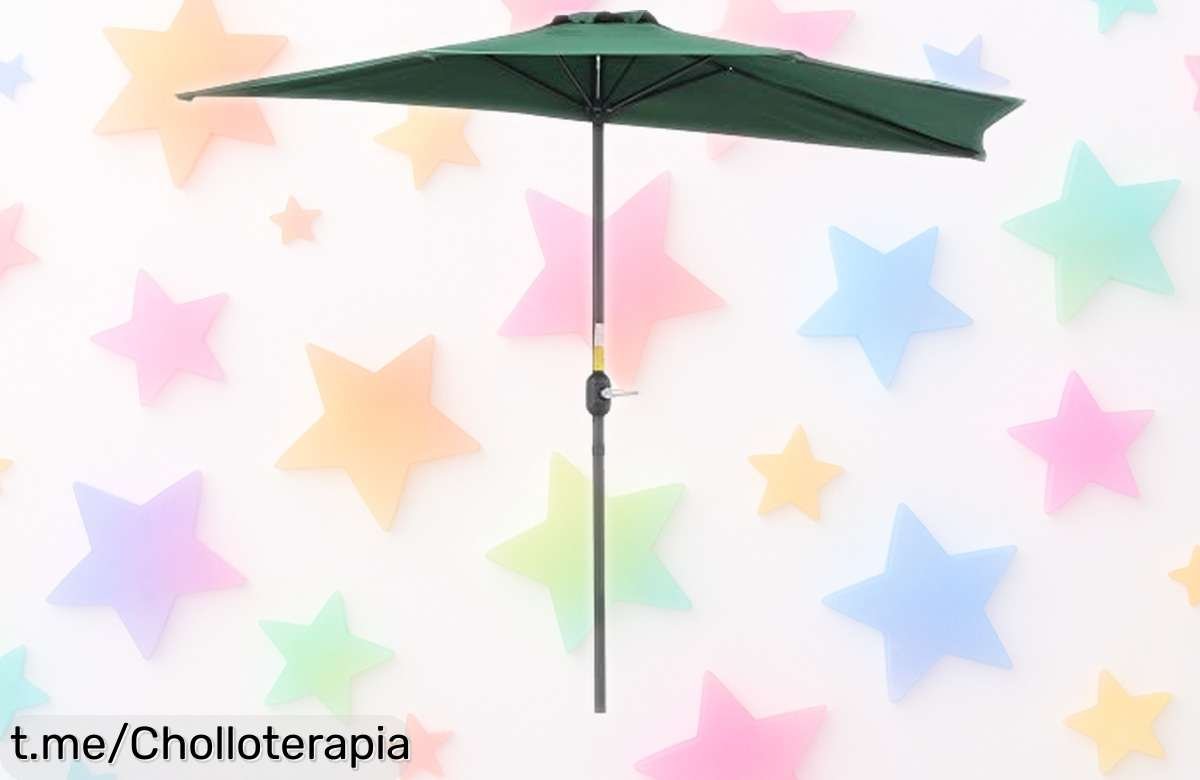 Sombrilla Outsunny resistente y práctica que se abre con manivela, un ofertón impresionante para disfrutar del sol y la lluvia, ¡no dejes escapar esta oportunidad única!