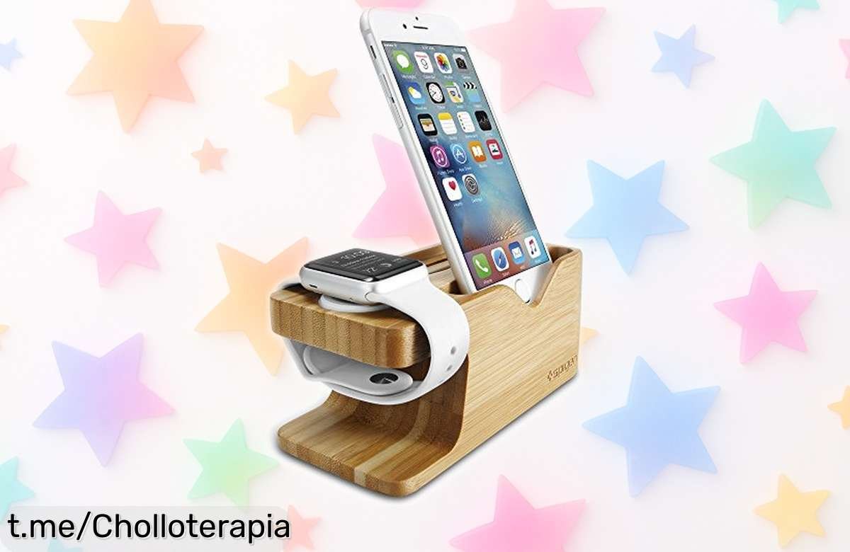 Soporte Spigen de madera para cargar tu Apple Watch Ultra: ¡ofertón sorprendente que mantendrá todo ordenado y seguro mientras recargas!