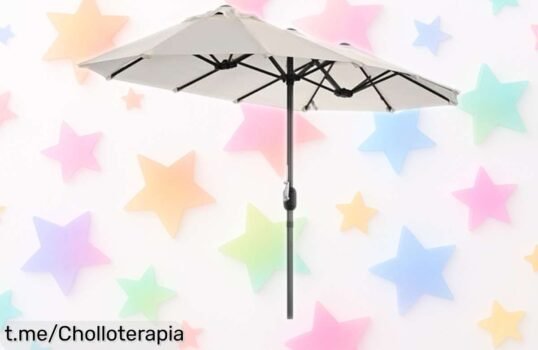Super chollo: Sombrilla doble Angel Living para jardín con protección UV50+ y apertura fácil, ¡refresca tus días al aire libre sin preocupaciones!