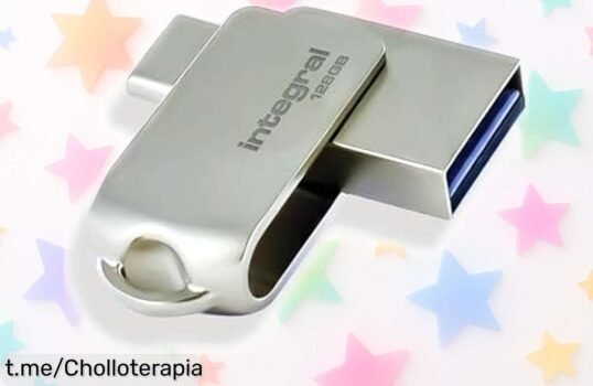 Súper rápida memoria USB Integral Flash 128GB con doble conector giratorio, ¡un ofertón que hará volar tus archivos! No te lo pierdas, aprovecha esta oportunidad.