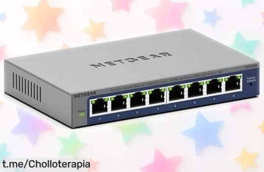 Switch de 8 puertos Netgear GS108E a precio regalado, con montaje en pared o mesa para conectar todo rápido y seguro; ¡apúntate antes que se agote esta oferta increíble!