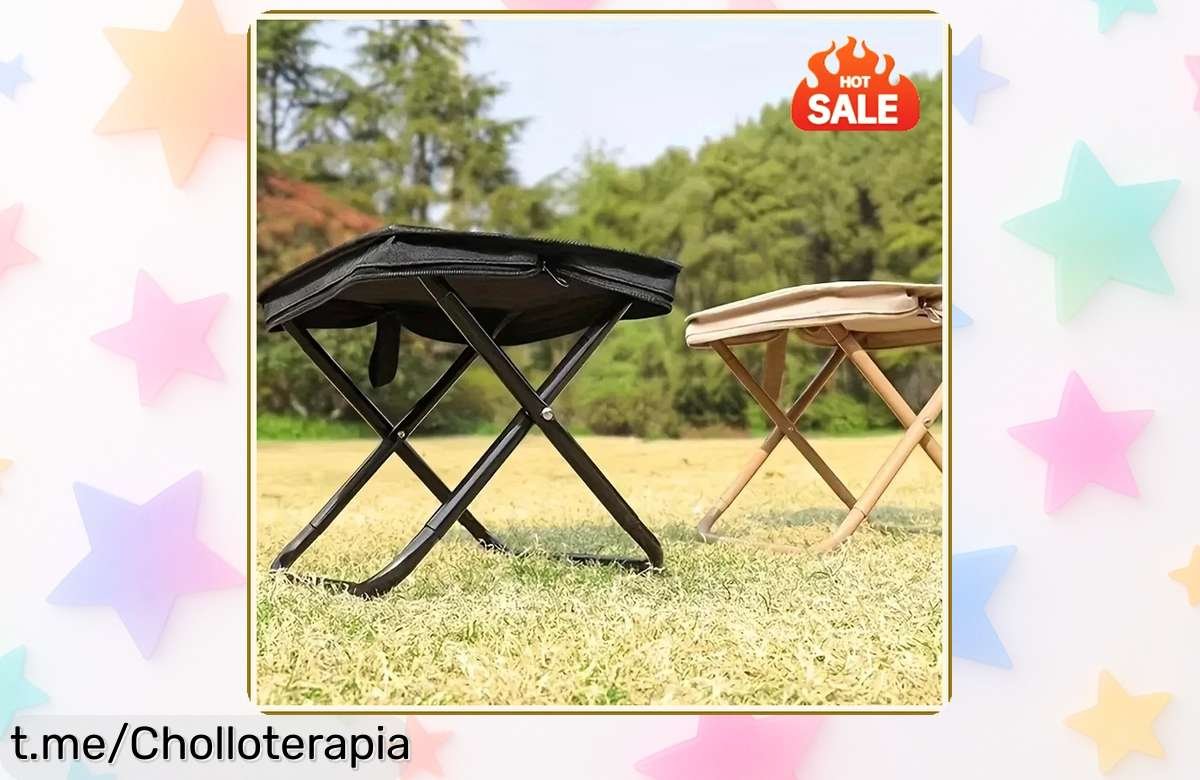 Taburete plegable portátil súper ligero para camping y viajes, ¡aprovecha este chollazo antes que desaparezca! Lleva la comodidad contigo a cualquier lugar.