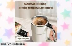 Taza mezcladora de café eléctrica con carga USB y pantalla digital a un precio que no cuadra, prueba el inventazo que hará tu desayuno perfecto ¡Hazte con la tuya ahora!