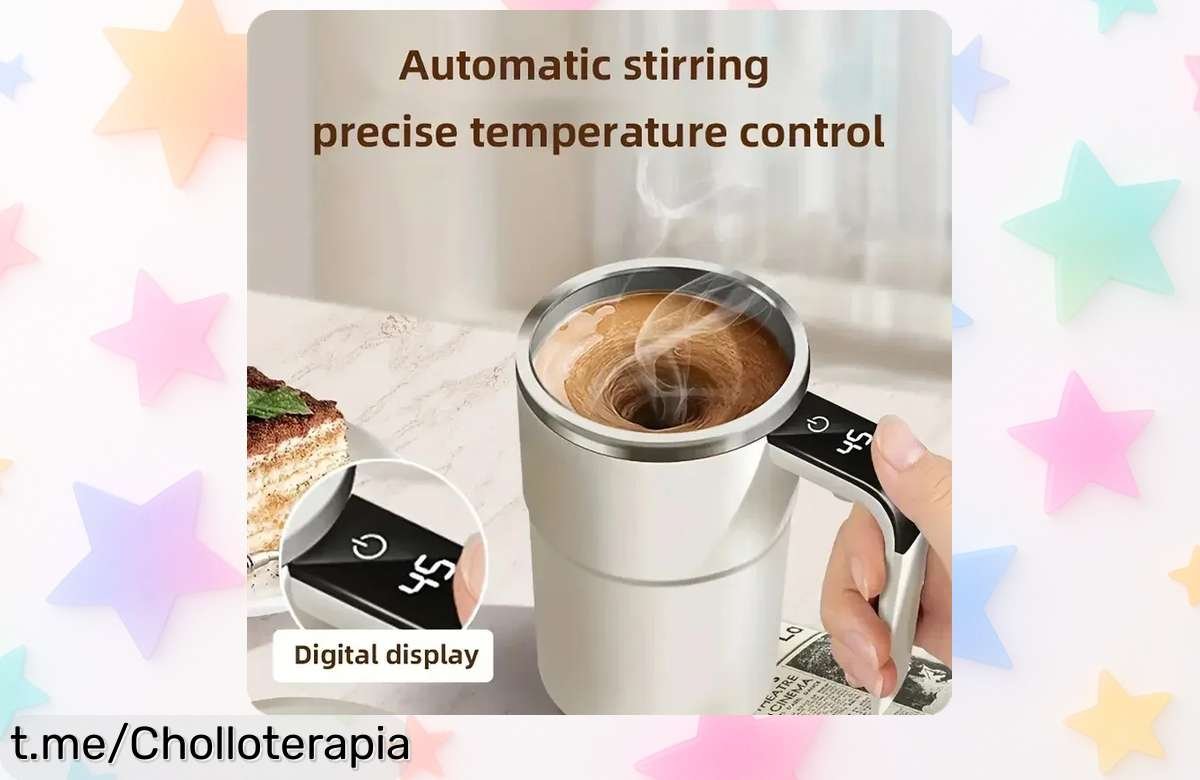 Taza mezcladora de café eléctrica con carga USB y pantalla digital a un precio que no cuadra, prueba el inventazo que hará tu desayuno perfecto ¡Hazte con la tuya ahora!