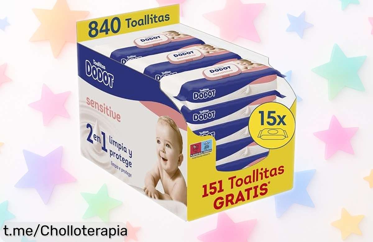 Toallitas Dodot Sensitive para bebé, ¡ofertón espectacular de 15 paquetes! Cuida la piel delicada y limpia a fondo sin irritar. Aprovéchalo ya antes que se agoten.