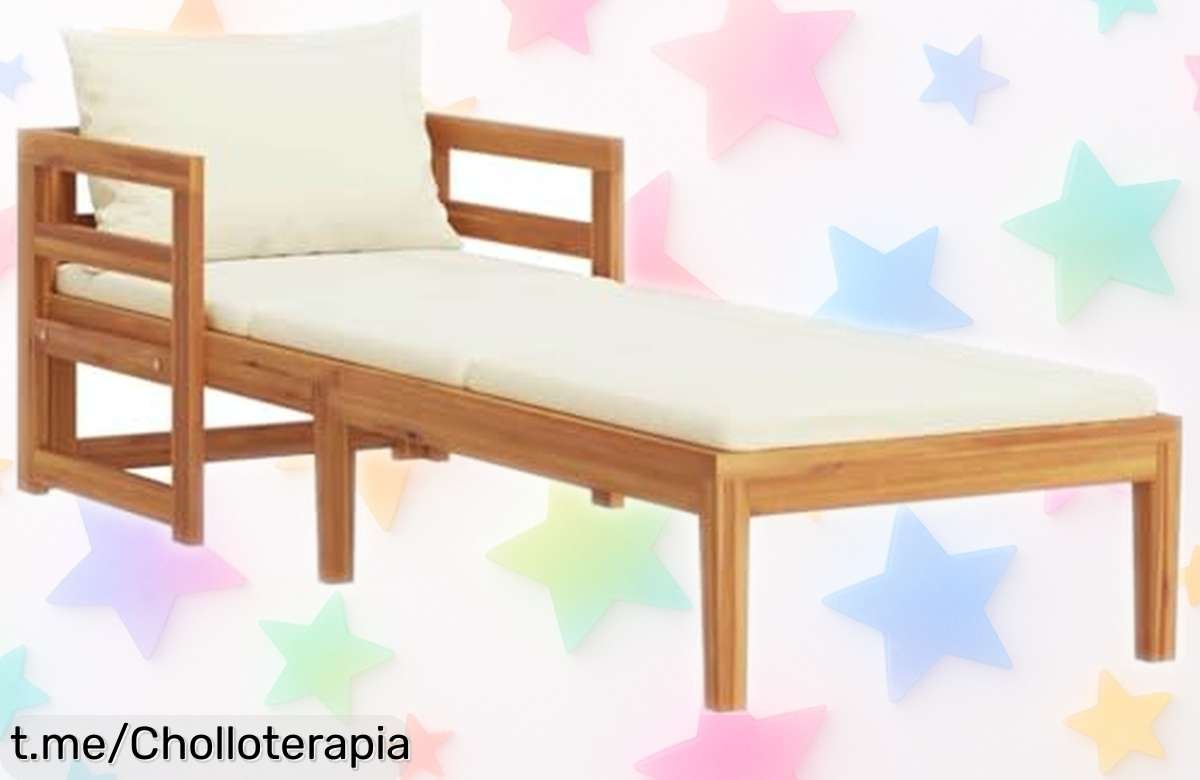 Tumbona de madera maciza vidaXL, un ofertón para relajarte en el jardín y disfrutar del sol. ¡No te pierdas esta oportunidad única de darle estilo a tu rincón chill!