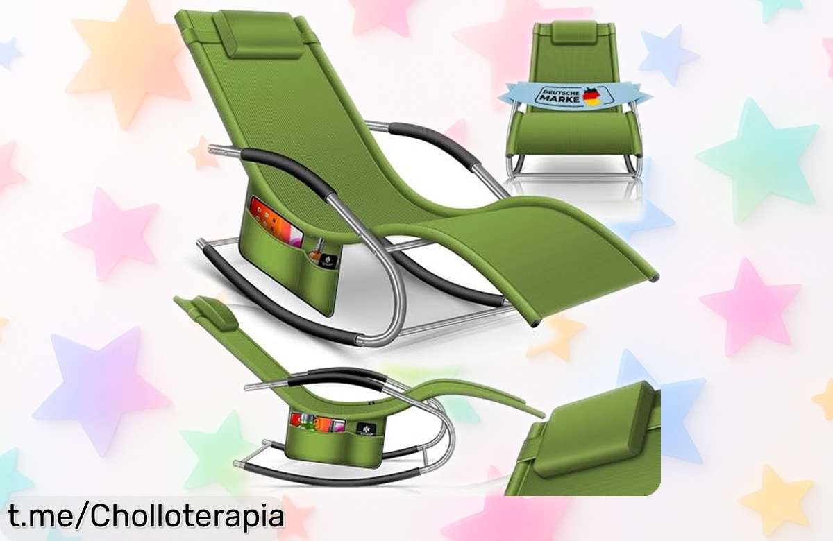 Tumbona plegable de jardín KESSER® súper ligera con bolsillo lateral, ideal para relajar y desconectar; no te pierdas este ofertón que hará de tu verano una experiencia increíble.