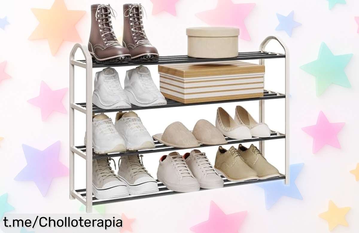 Zapatero WOLTU de 4 estantes para 16 pares, montaje fácil y estructura súper firme. ¡Aprovecha este precio de escándalo y organiza tu casa ya!