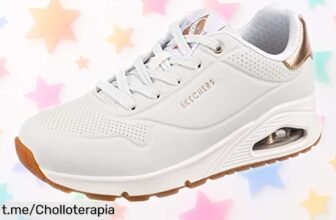 Zapatillas de mujer Skechers Uno Golden Air, ¡un ofertón con suela súper agarrante! Aprovecha este chollo y ponle energía a cada paso antes de que se acaben.